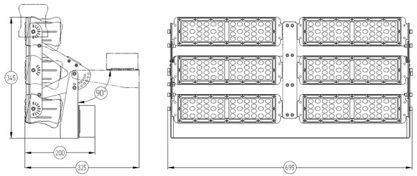 Светодиодный прожектор 600Вт IP65, FG 100 600W (Линза К/Г), уличный/промышленный