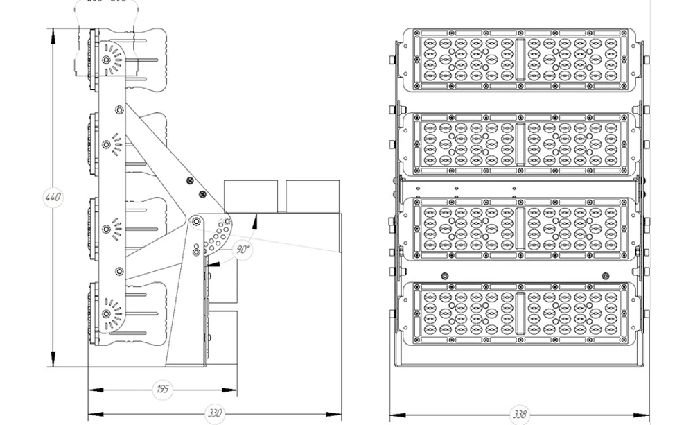 Светодиодный прожектор 400Вт IP65, FG 100 400W (Линза К/Г), уличный/промышленный